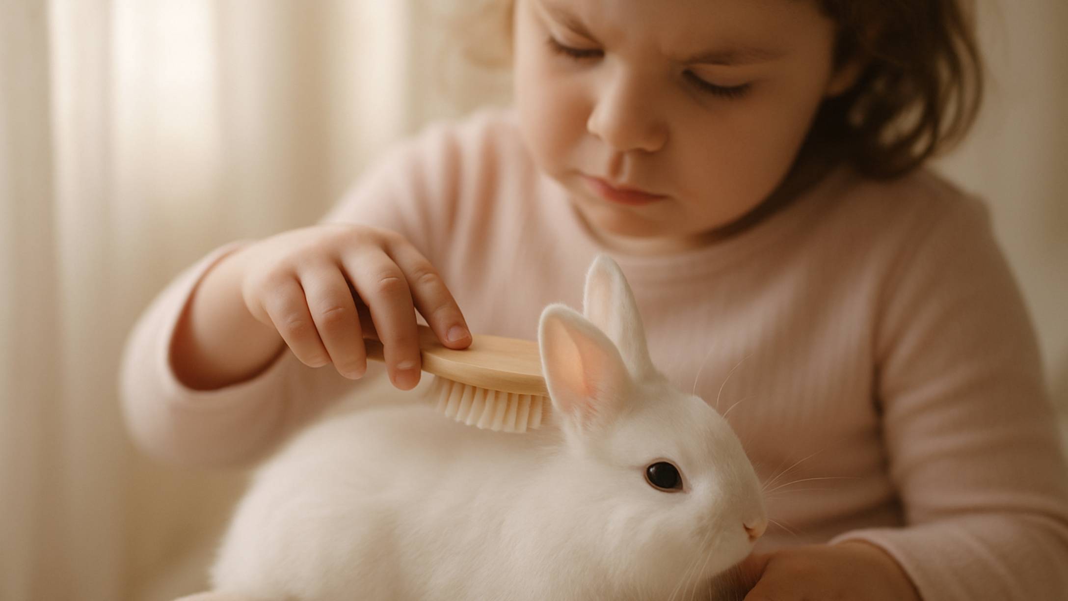child brushing rabbit emotional support animals
