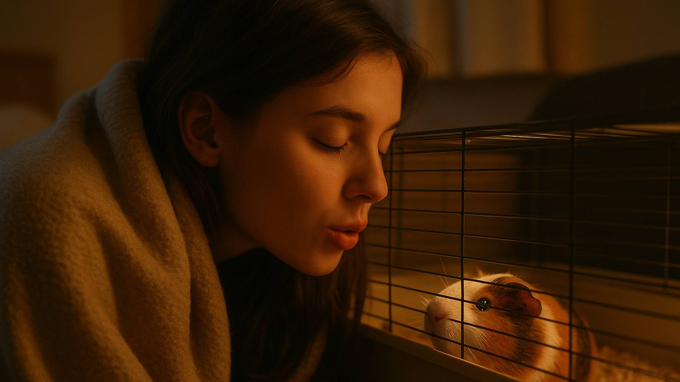 girl whispering to guinea pig emotional support animals