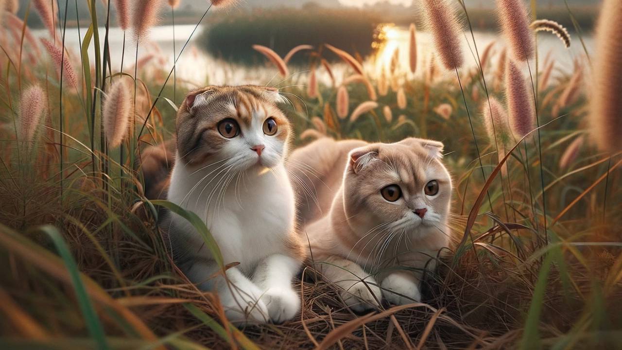 female and male Scottish Fold cats