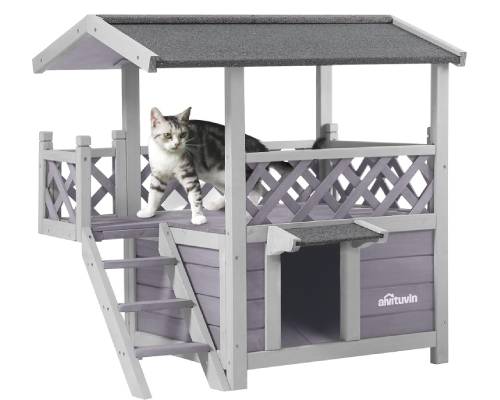 Aivituvin Feral Cat House Outdoor Indoor Kitty Houses with Escape Door for Cats Insulated, Weatherproof Roof