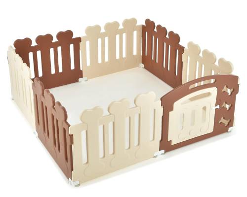 PETSITE 8-Panel Pet Playpen Foldable Gate for Dogs, Plastic Puppy Exercise Pen with Door for Small Pets, Portable Indoor Outdoor Dog Fence
