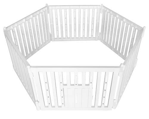 RIZZARI Foldable Plastic Dog Playpen, 6 Panels Pet Fence with Doors for Small Cats and Dogs, Portable Pet Barrier for Indoor and Outdoor, Easy to Assemble