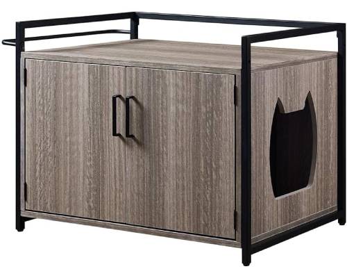 unipaws Cat Litter Box Enclosure with Metal Frame