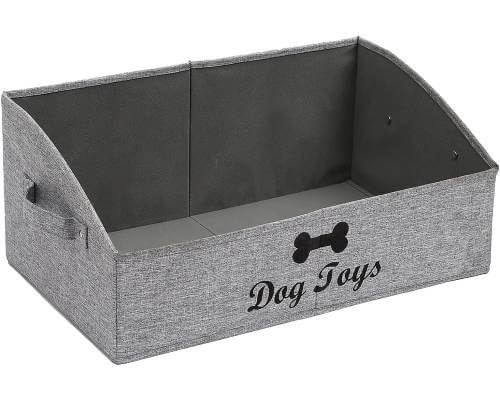 Morezi Linen-Cotton Blend Dog Toy Basket, Snow Grey