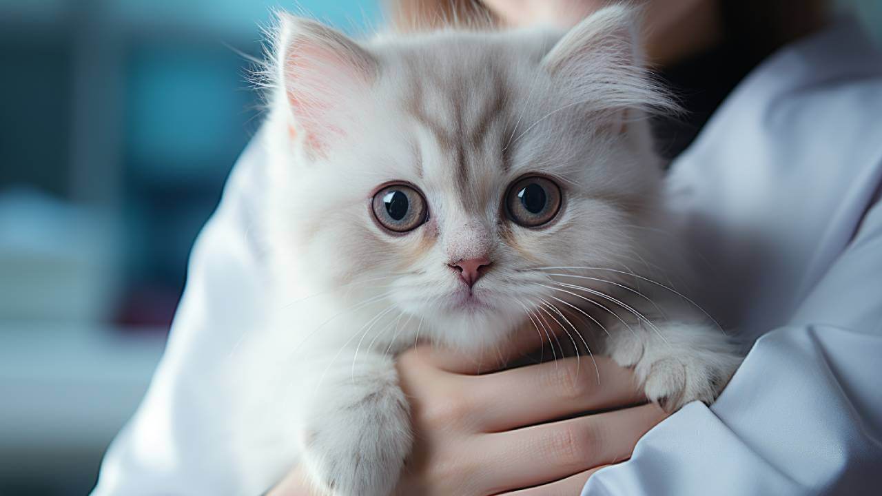 My cat is in my arms