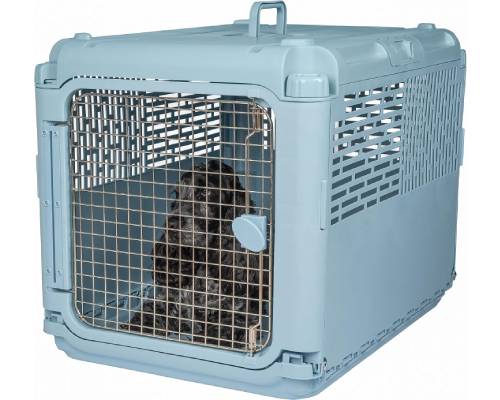 SPORT PET Plastic Kennels Rolling Plastic Wire Door Travel Dog Crate