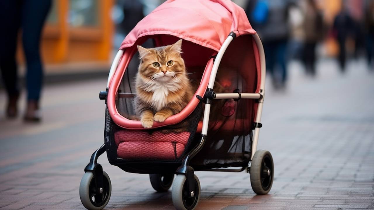 pink cat stroller