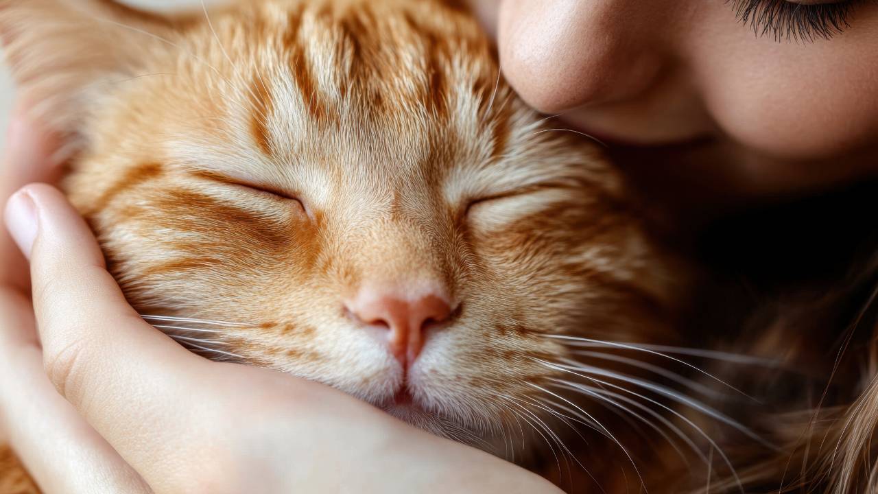 cuddling-emotional-support-cat-closeup cuddling emotional support cat