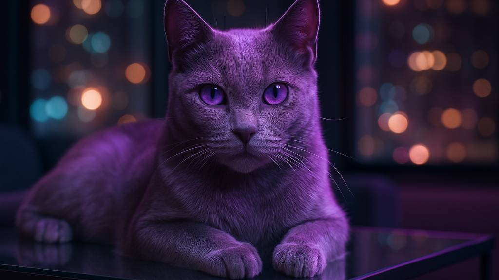 purple tinted cat